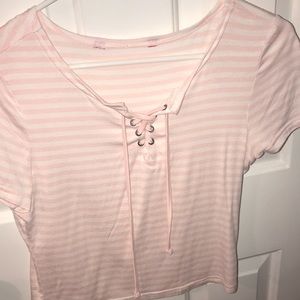 Pink striped crop top